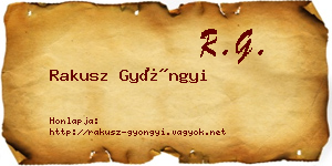 Rakusz Gyöngyi névjegykártya